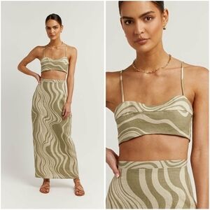 NWT Dissh Dayton Green Swirl Linen Crop Top 10/XL